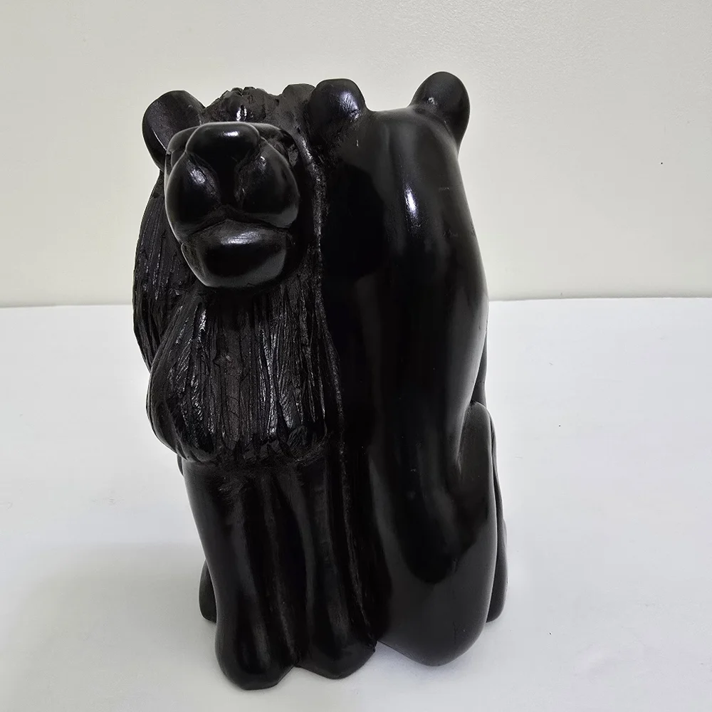 vintage hand carved Ebony Wood African Lion Lioness 5.5